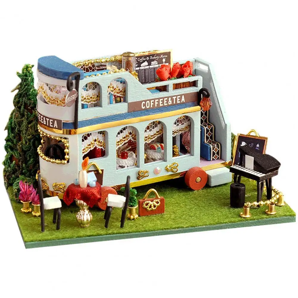 DIY Car House Lovely Hand-on Ability Assemble DIY Dollhouse Miniature Kit for Intellectual Development