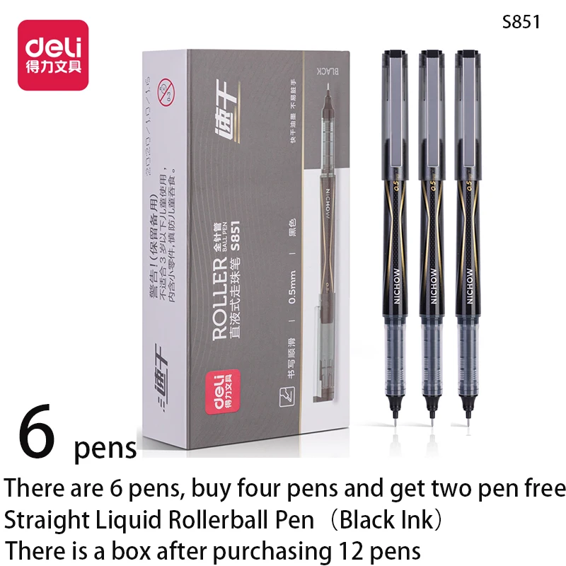 0,5mm Schwarz Voll Nadel Rohr Gerade Flüssigkeit Rollerball Stift Unterzeichnung Treffen Förderung Gel Stift Schreibwaren Schreib Student Schule