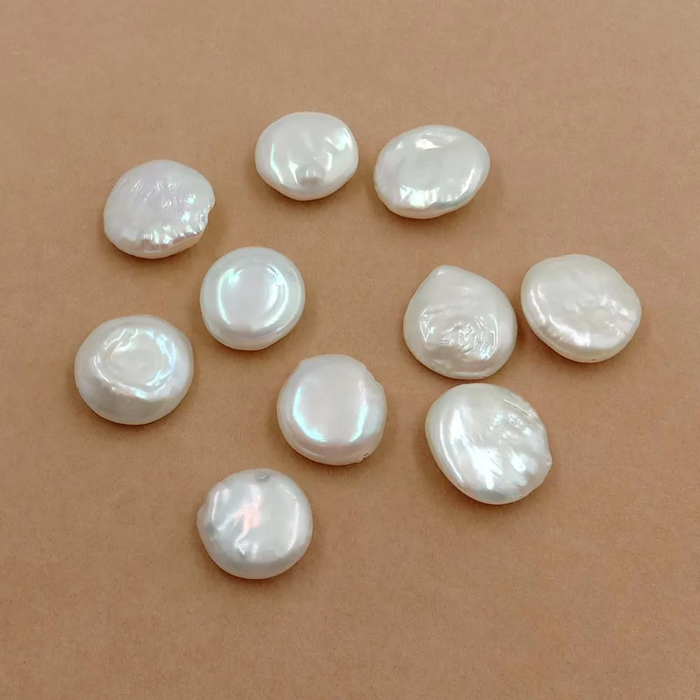 FREE SHIPPING HIGH QUALITY Nature freshwater loose pearl ,BIGGEST COIN shape BAROQUE,full hole drilled, 18-21MM