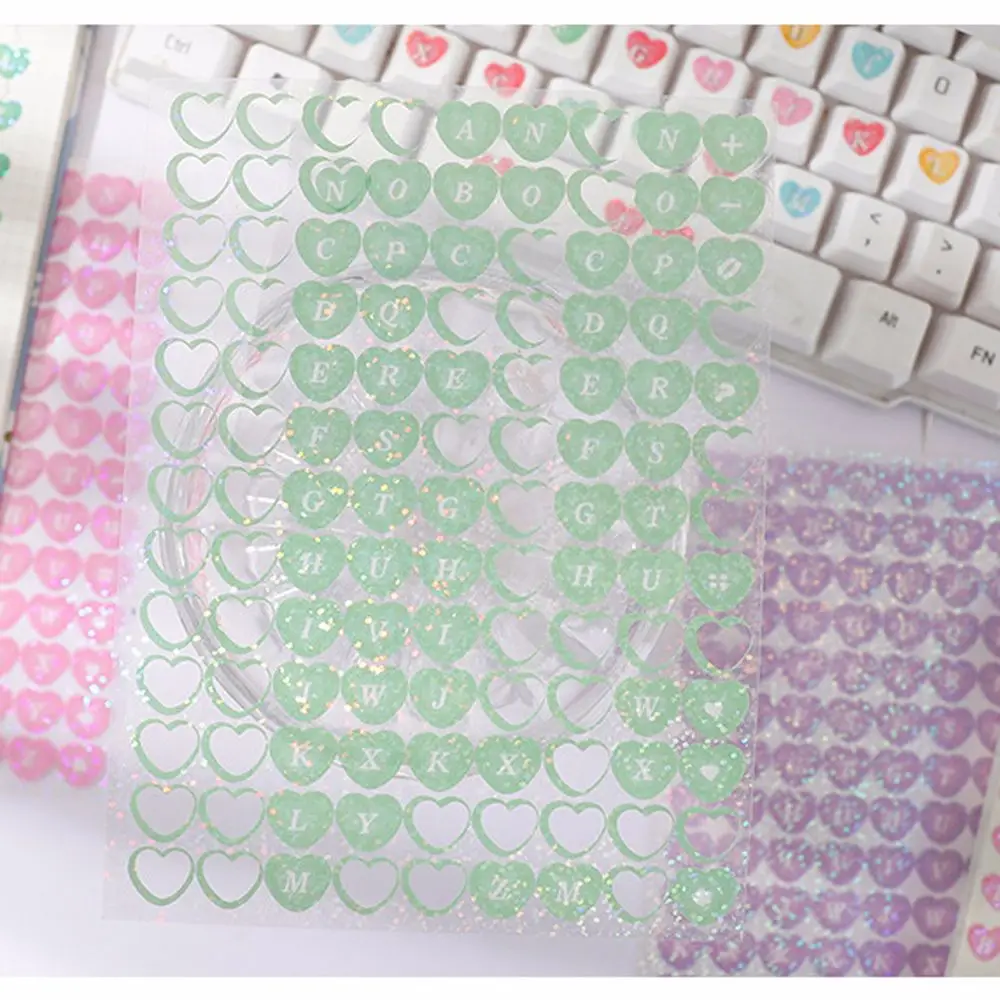 Keyboard Stickers Phone Case Decor Laser Sticker Heart Symbol Series Handbook Decoration Stickers Hand Account Sticker