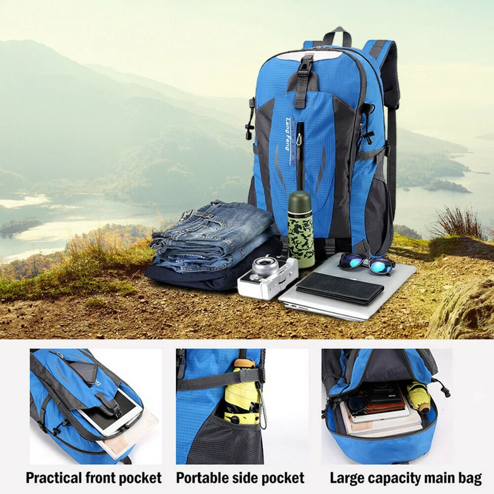 40L Waterproof Climbing Backpack Hiking Camping Nylon Backpack Bag Large Travel Luggage Rucksack Women Sports Trekking Bag