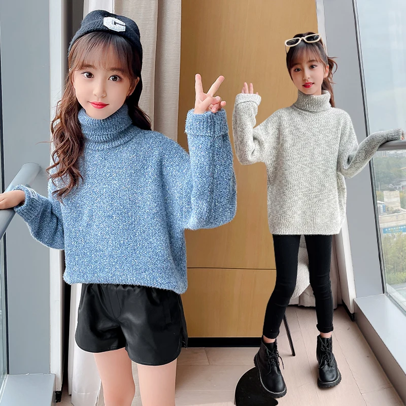 

Kids Pullover Sweaters for Girls Winter Children Warm Christmas Sweaters Teenger Pullovers Thicken Children Knitted Sweater 4-14