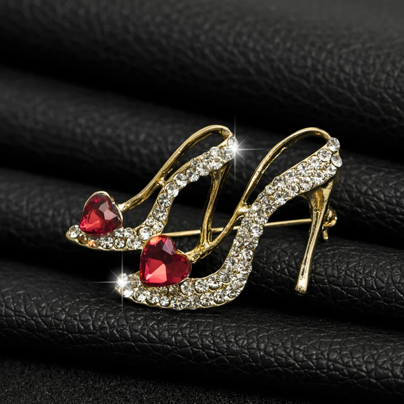 Broches de Chaussures de Princesse à Talons Hauts en Clip et Strass, Breloque pour Femme