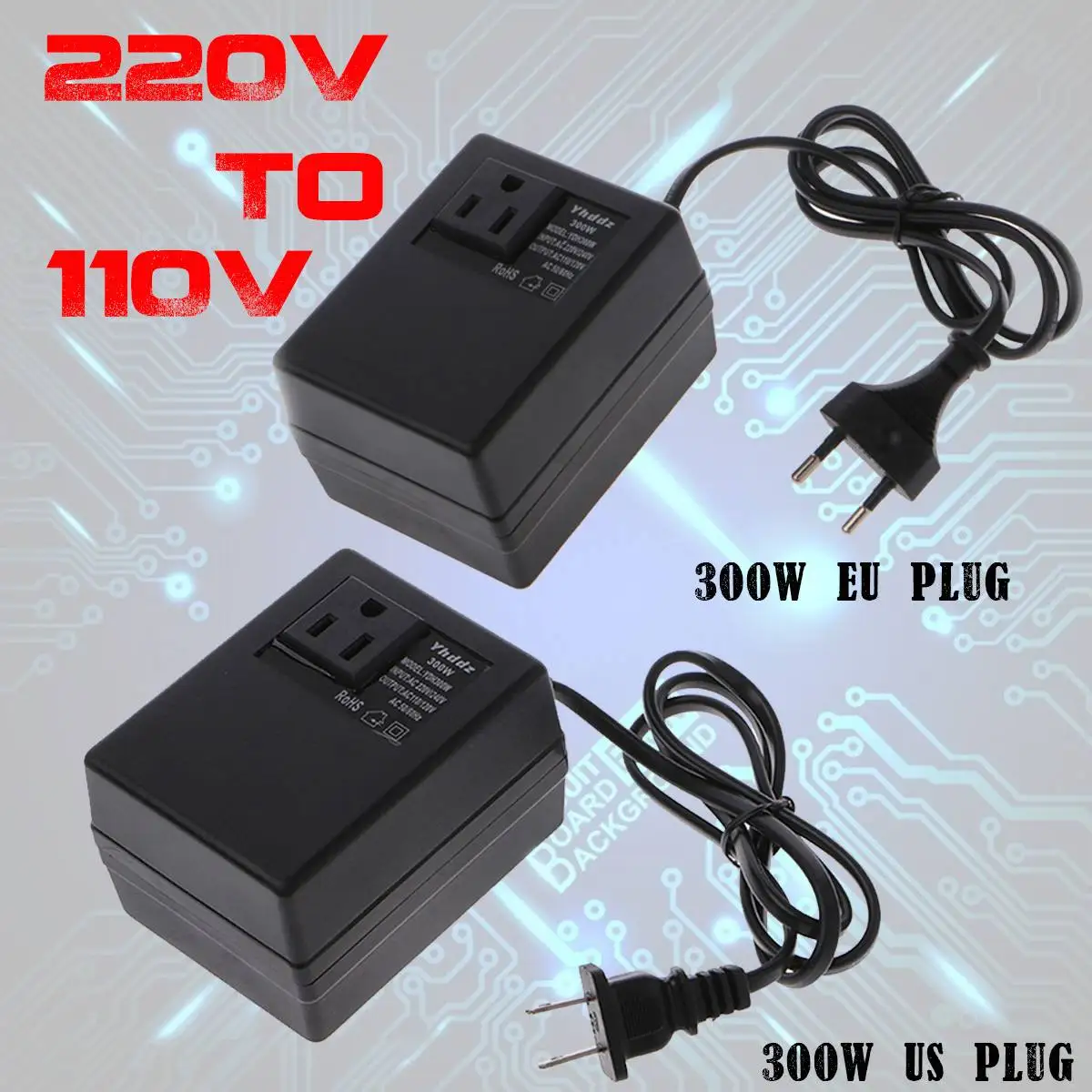 200W/300W Voltage Converter Transformer 220V To 110V Step Down Travel Voltage Transformer Converter EU/US Plug