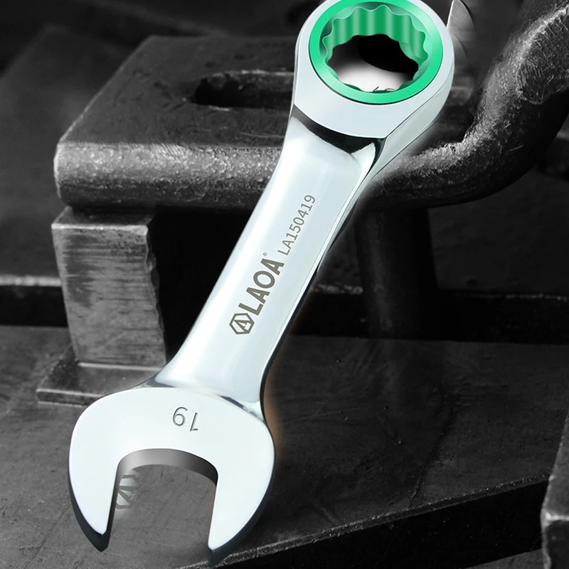 LAOA  5.5-15mm Mini Short Ratchet Wrench Plum ratchet wrench CR-V Dual-purpose Spanner  DIY Hand Tools