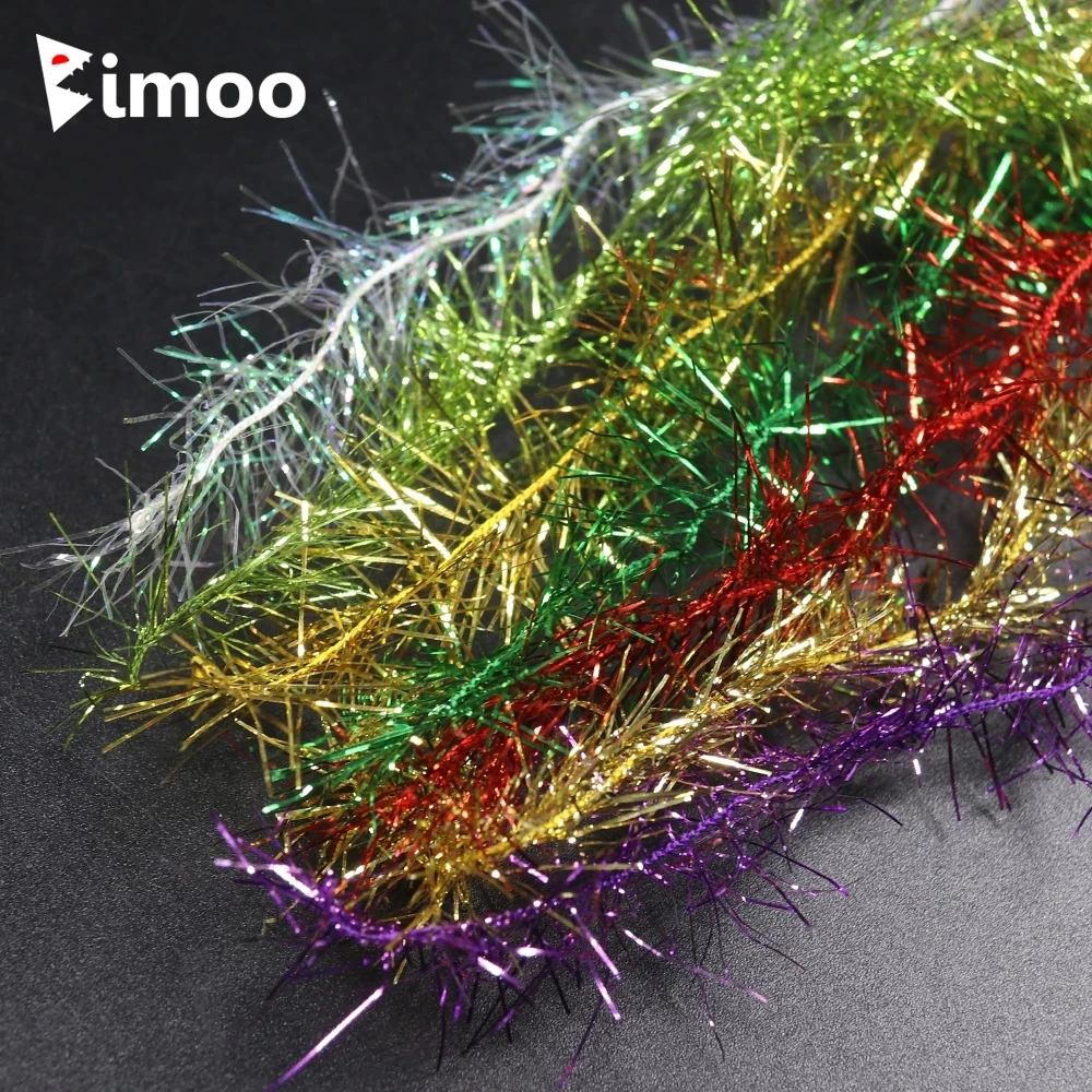 Bimoo 2m/pack 3.5cm Width Long Hair Ice Chenille Crystal Flash Fly Tying Material for Saltwater Streamer Fly Marabou Jig Lure