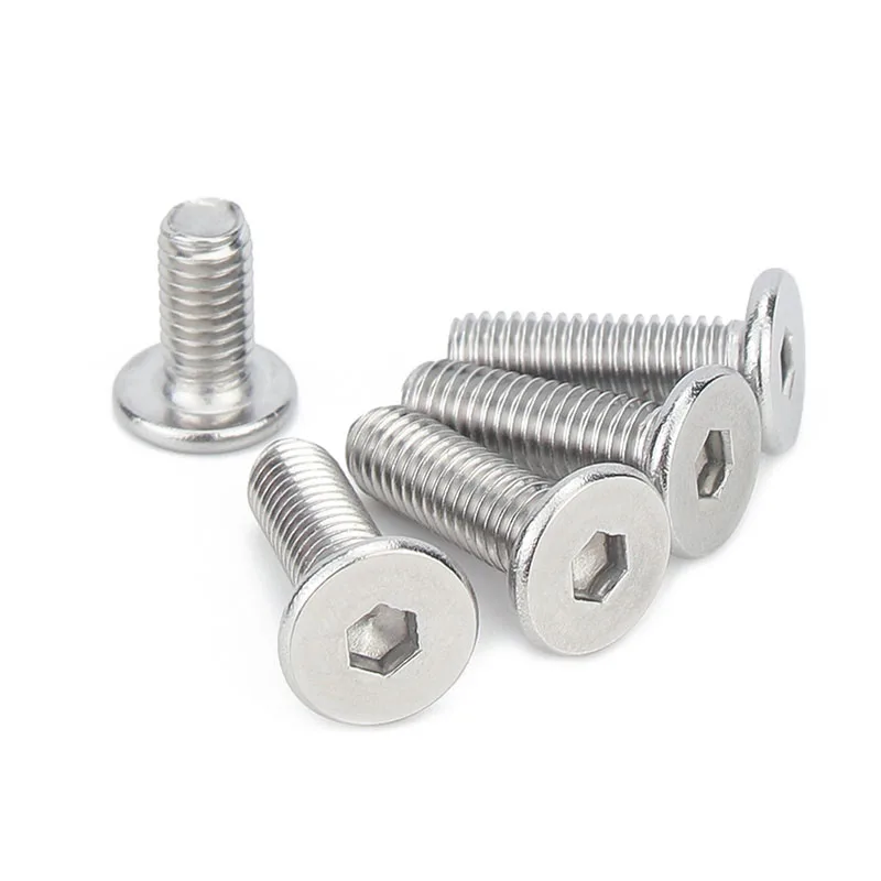 1/50Pcs CM M1.6 M2 M2.5 M3 M4 M5 to M12 304 Stainless Steel Hex Hexagon Socket Ultra Thin Super Low Flat Wafer Head Screw Bolt