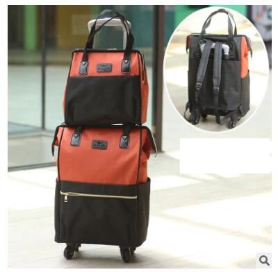 Merk 20 Inch Vrouwen Bagage Tas Set Trolley Tas Reizen Handtas Spinner Koffer Reizen Rollende Bagage Tas Reistas wielen