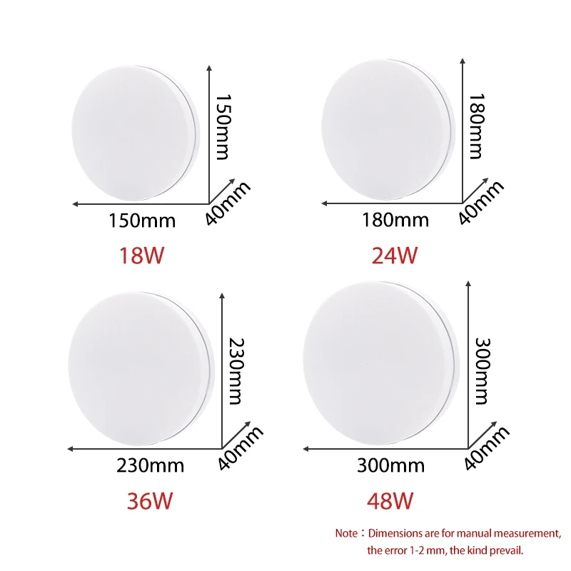 Ultra Thin LED Ceiling Lamp 18W 24W 36W 48W 85-265V LED Modern Panel Light Surface Mount Flush Panel Light for Bedroom Kitchen
