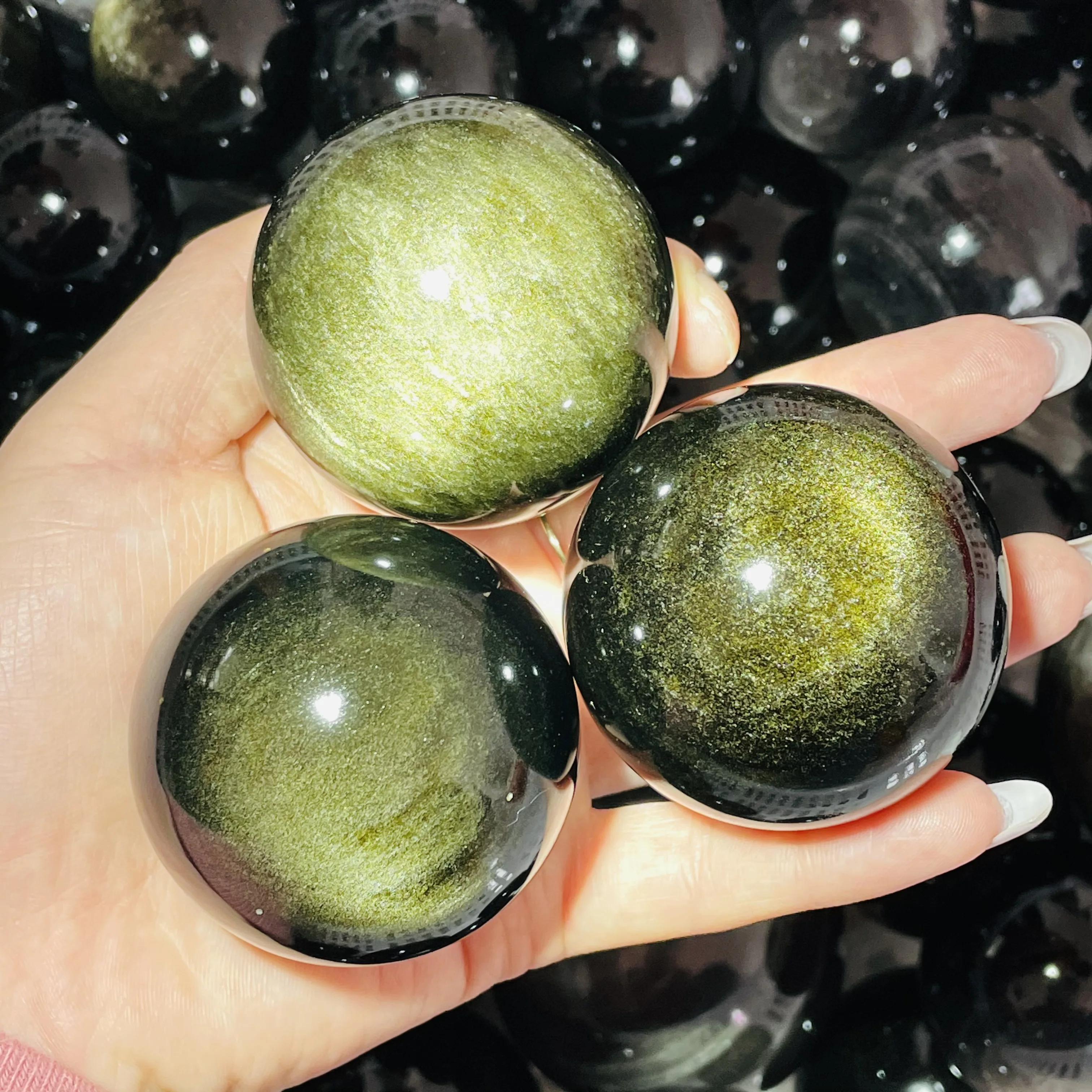 Beautiful!!!!!Natural Rare Gold Obsidian Sphere Quartz Ball Sheen Eyes Polished Crystal Decoration