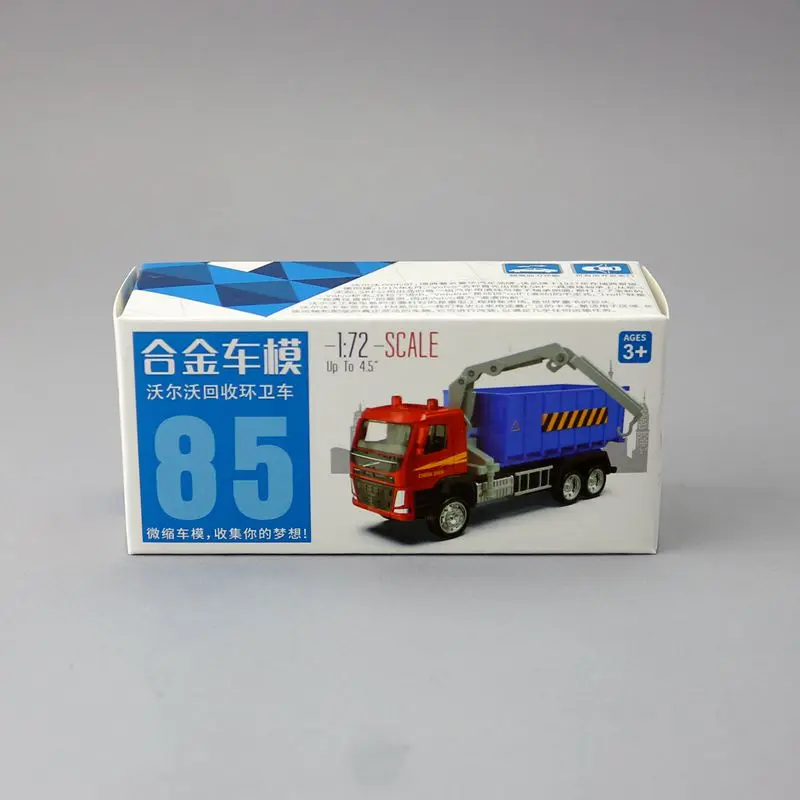 Diecast Metal Toy Car Model 1:72 Scale Recycle Garbage Truck Engineering Pull Back Educational Collection Gift Kid Match Box