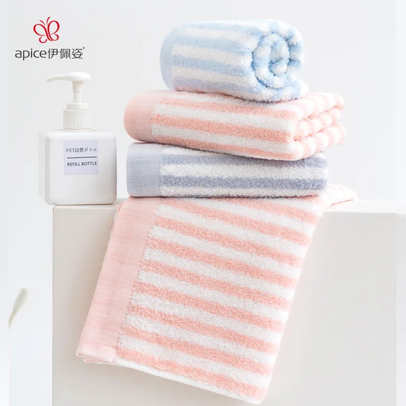 Ipizi color striped towel comfortable soft face towel factory wholesale home use supermarket towel