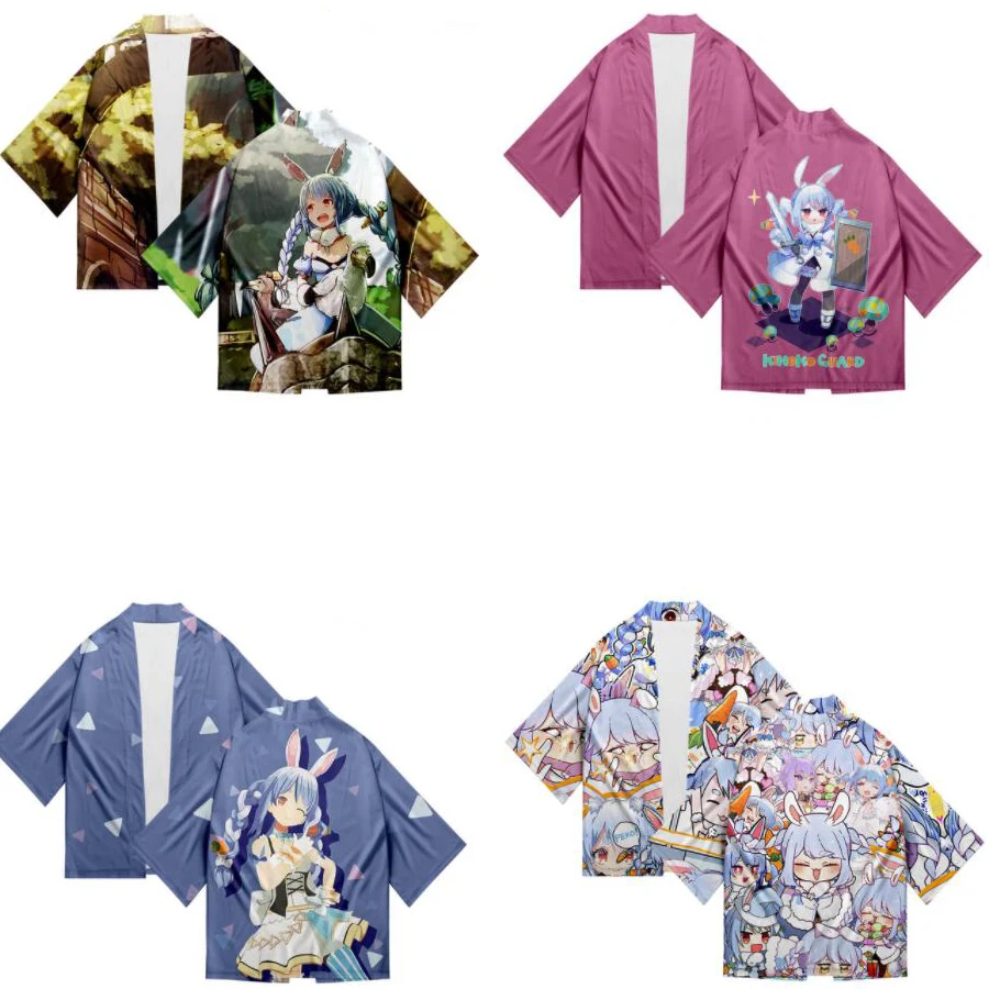 

Anime Usada Pekora Japanese Kimono Traditional Male Kimono Cardigan Men Harajuku Streetwear Samurai Costume Yukata Male Haori