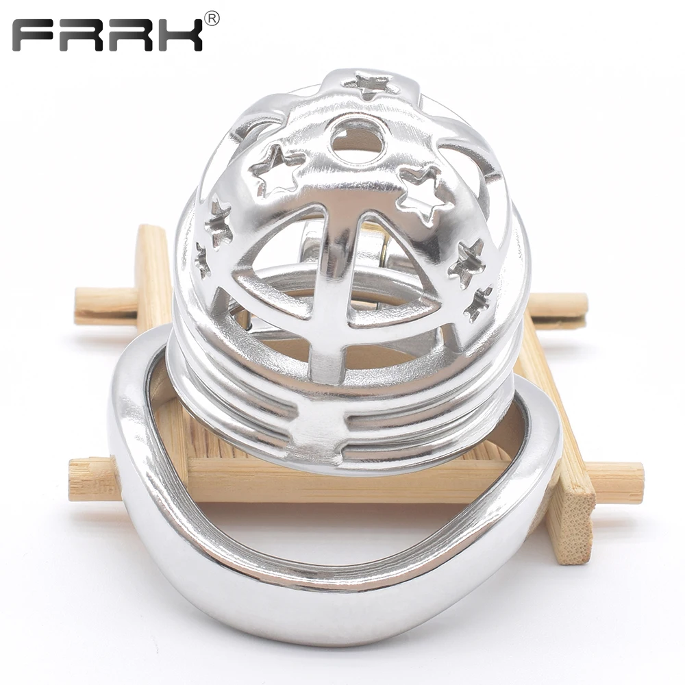 FRRK BDSM Toys for Couple Metal Male Chastity Cock Cage dia 37mm Adult Sex Shop Penis Rings Stainless Steel Bondage Belts