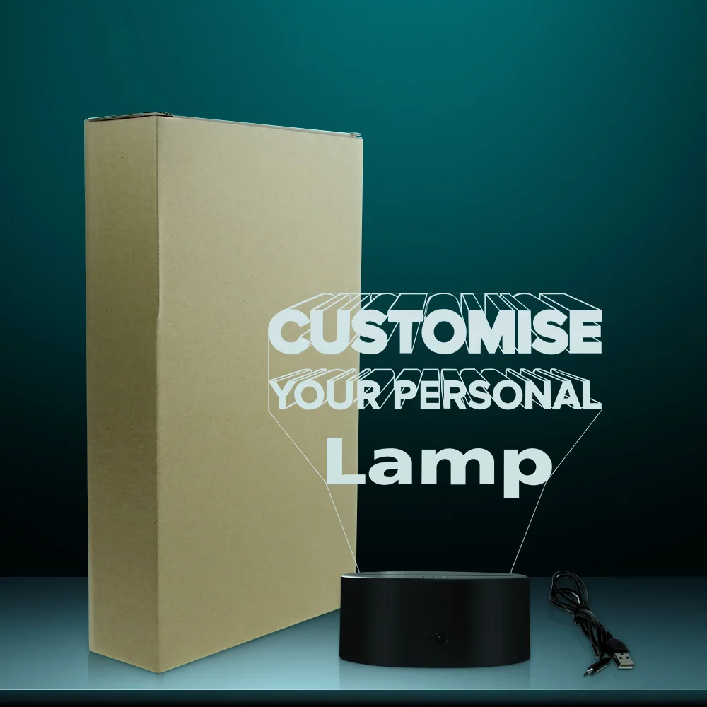 Lampu 3D Diterangi Unik Lampu LED Cahaya 3D Kustom Modern Lampu Ilusi Optik Dekorasi Rumah Ide Hadiah Desain Lampu Anda