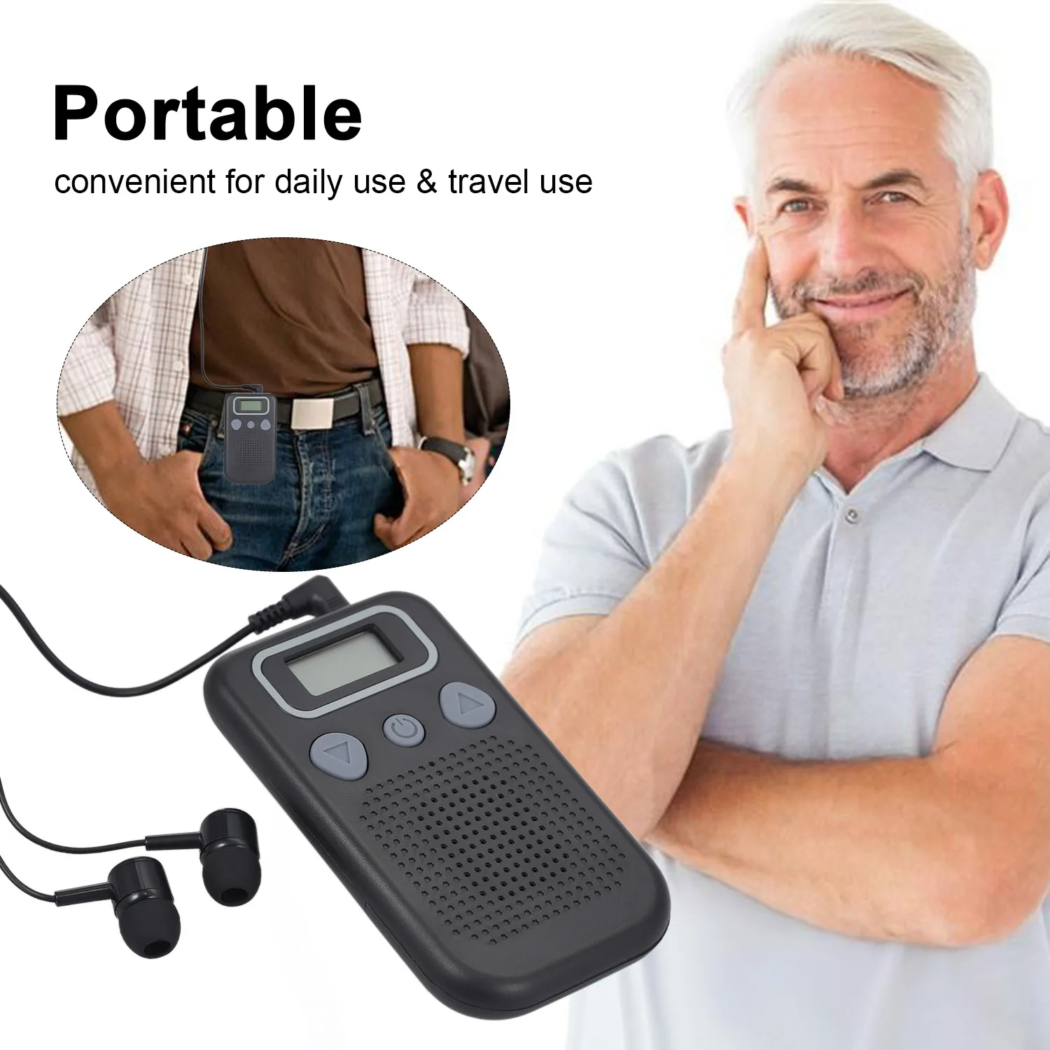 Hearing Aids Sound Amplifier Battery Powered In Ear Hearing Enhancement Device with Headset for Adults & Seniors