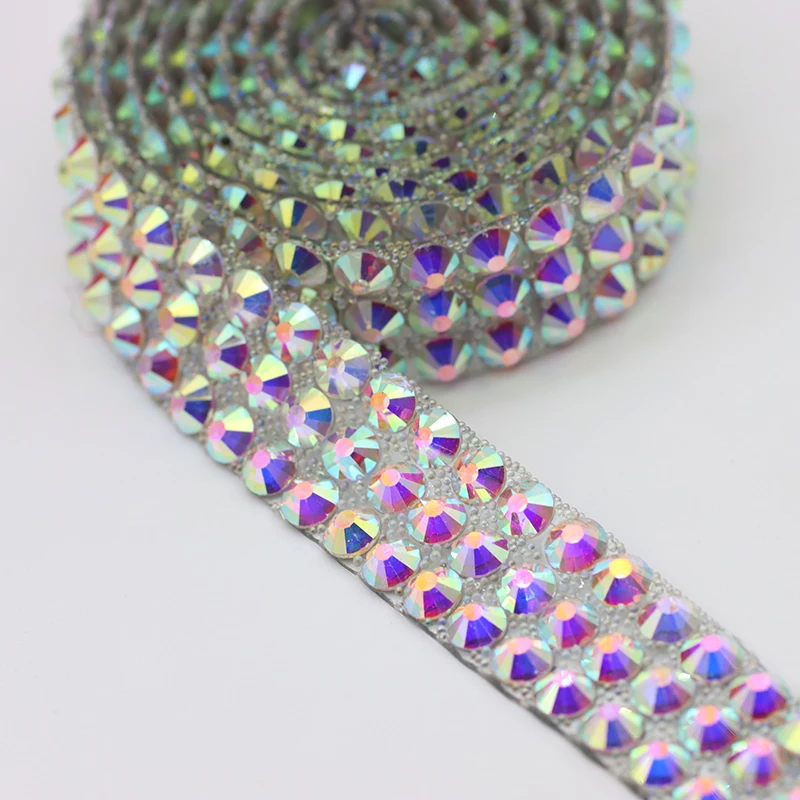 1 Yard Sewing Trim Crystal Red Strass Hot Fix Rhinestone Tape Applicator Ribbon With Rhinestones Iron On Appliques For Dresses