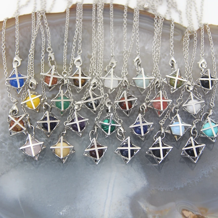 Merkaba Star Natural Stone Pendulum Crystal Pendant White Howlite Hematite Men Women Pendant Hexagram Necklaces Trendy Jewelry