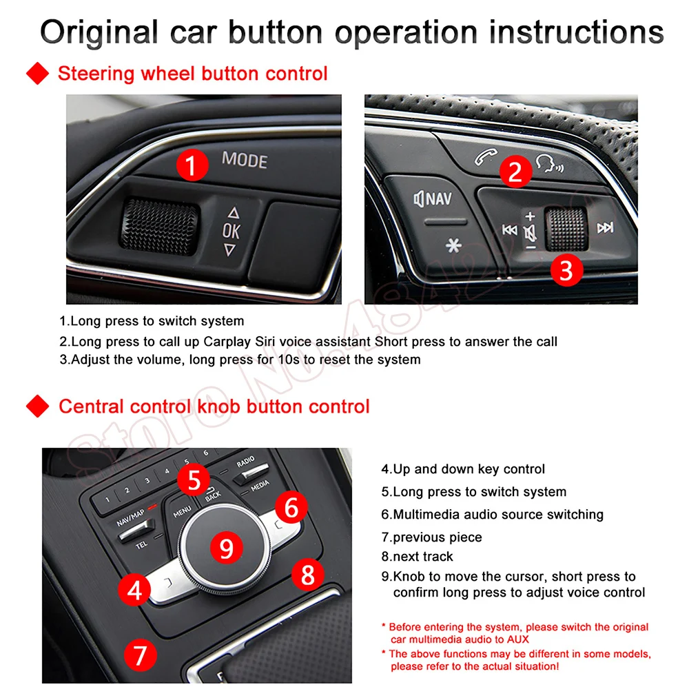 Decoder Box For Audi A1/A4/S4/A5/S5/A6/A7/Q3/Q5/Q7 MMI 3G System Multimedia Apple Carplay Android Auto Interface Adapter Module