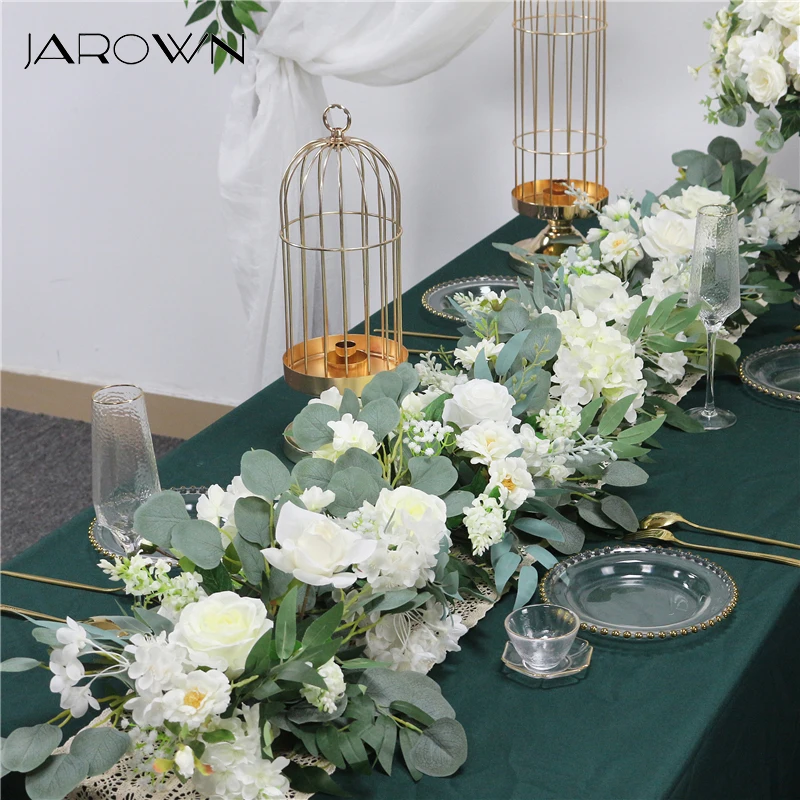 

JAROWN Wedding Table Flower Artificial Flowers Silk Rose Gypsophila Eucalyptus Vine Hanging Plant Wedding Home Party Craft Decor