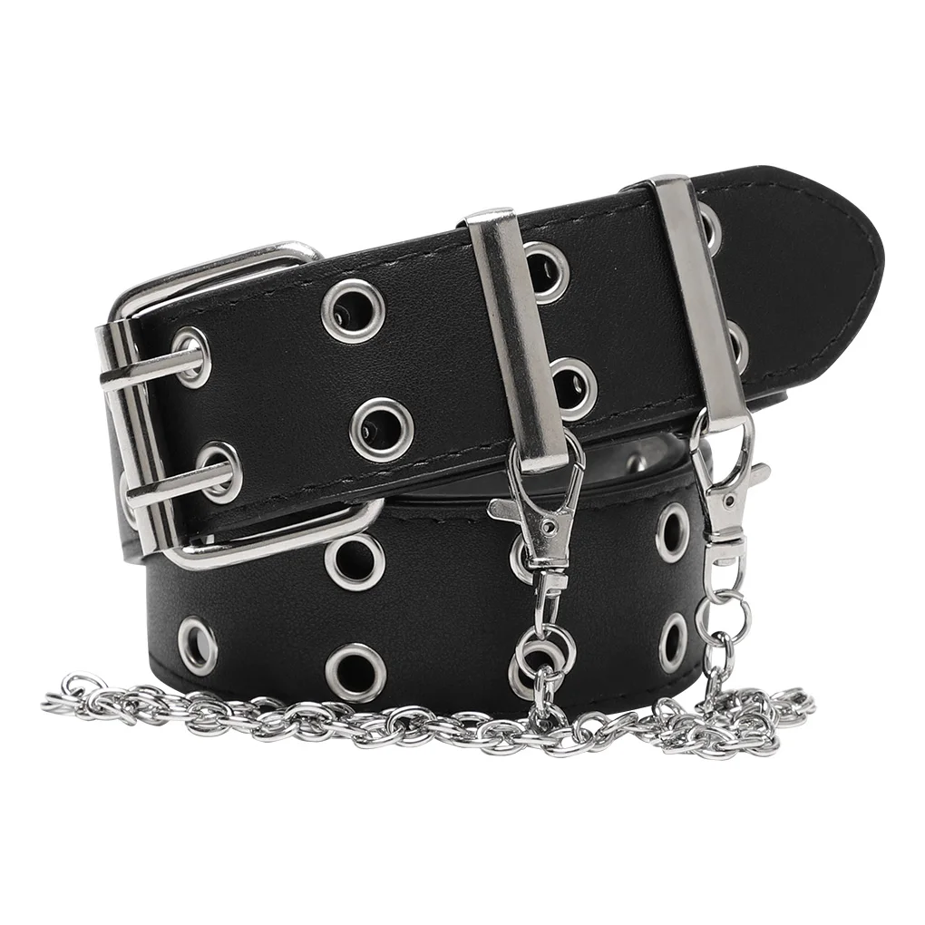 Coffee Black Color Women Belt Leather Pin Buckle Belt New Punk Wind Jeans Fashion Individual Decorative Belt Chain Women Belt