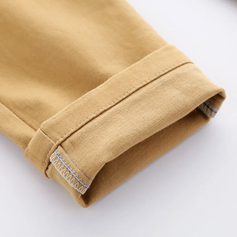 2021 Spring Autumn Casual New 2 3 4 6 8 10 Years Children Handsome Solid Color Pocket Khaki Cotton Long Pants For Kids Baby Boys