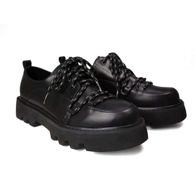 COOL ! Reflective Men's Trendy Thick-sole Flatforms Man Lace-up Glow Shoes Round Toe  Boy Glitter Oxfords