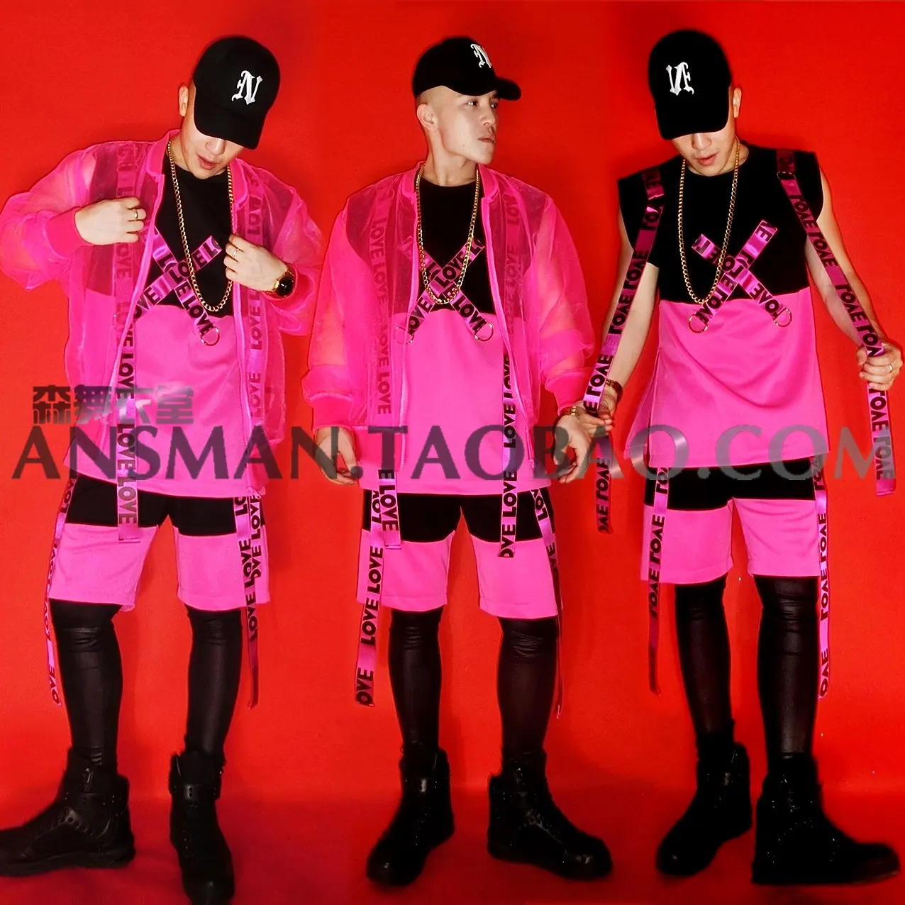 Male singer male DJ BIGBANG GD with the same paragraph trendy brand hip-hop alphabet cloth sticker strap vest costume suit