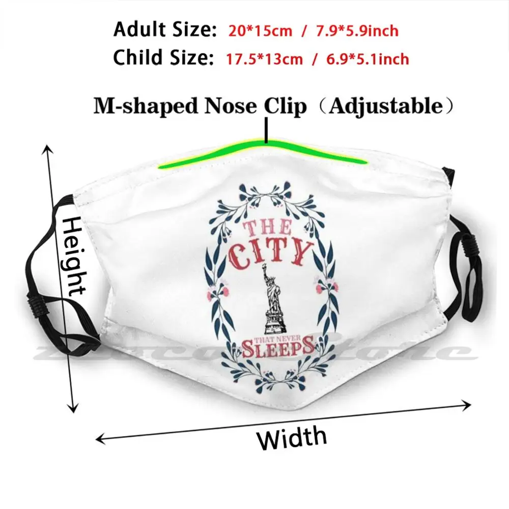 Città che non dorme mai Nyc Mask Cloth filtro di stampa riutilizzabile lavabile New York City City che non dorme mai statua della città statua di