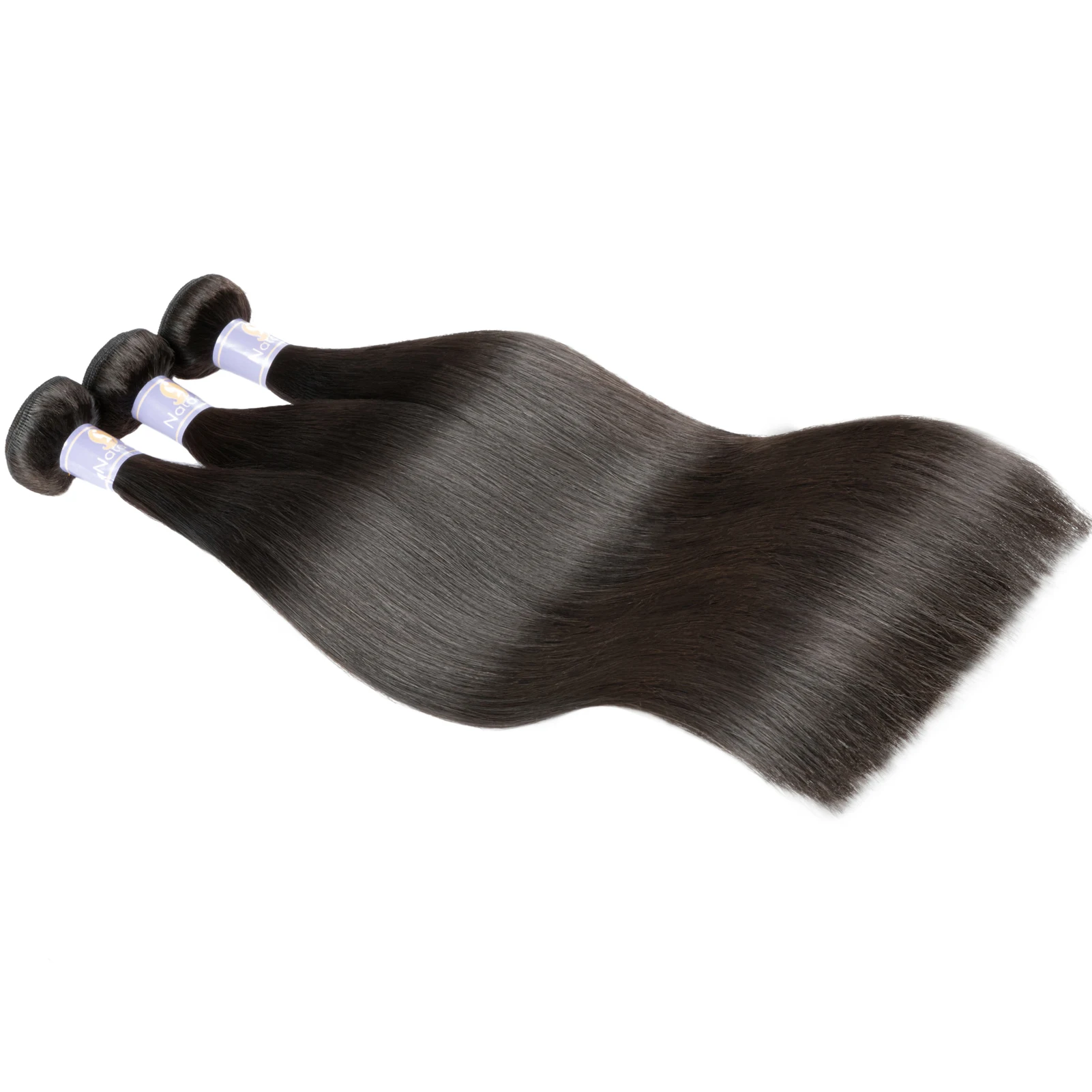 Natacee 12A Brazilian Human Hair Bundles Weave Straight Women Virgin Hair Extensions Weft Bundles Unprocessed with Lace Closure