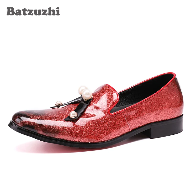 

Batzuzhi Luxury Fashion Shoes Men Light Red Leather Mens Loafers with Tassel Wedding and Party Casual Shoes Men Zapatos Hombre