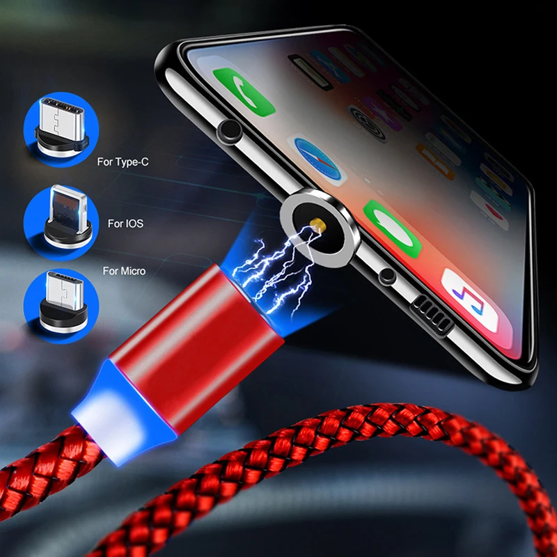 Магнитный USB-кабель для iPhone/Micro USB & Type C 2.4A, кабель для быстрой зарядки и передачи данных для Huawei, Xiaomi, Магнитный провод USB C, шнур