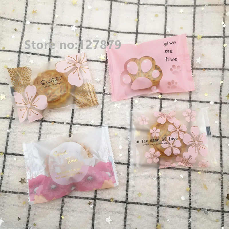 Hot Seal Bag Frosted Plastic Cake Biscuit Dessert Candy Packaging Bags Flower Cute Cat Opp Bags Food Packing Party Favors