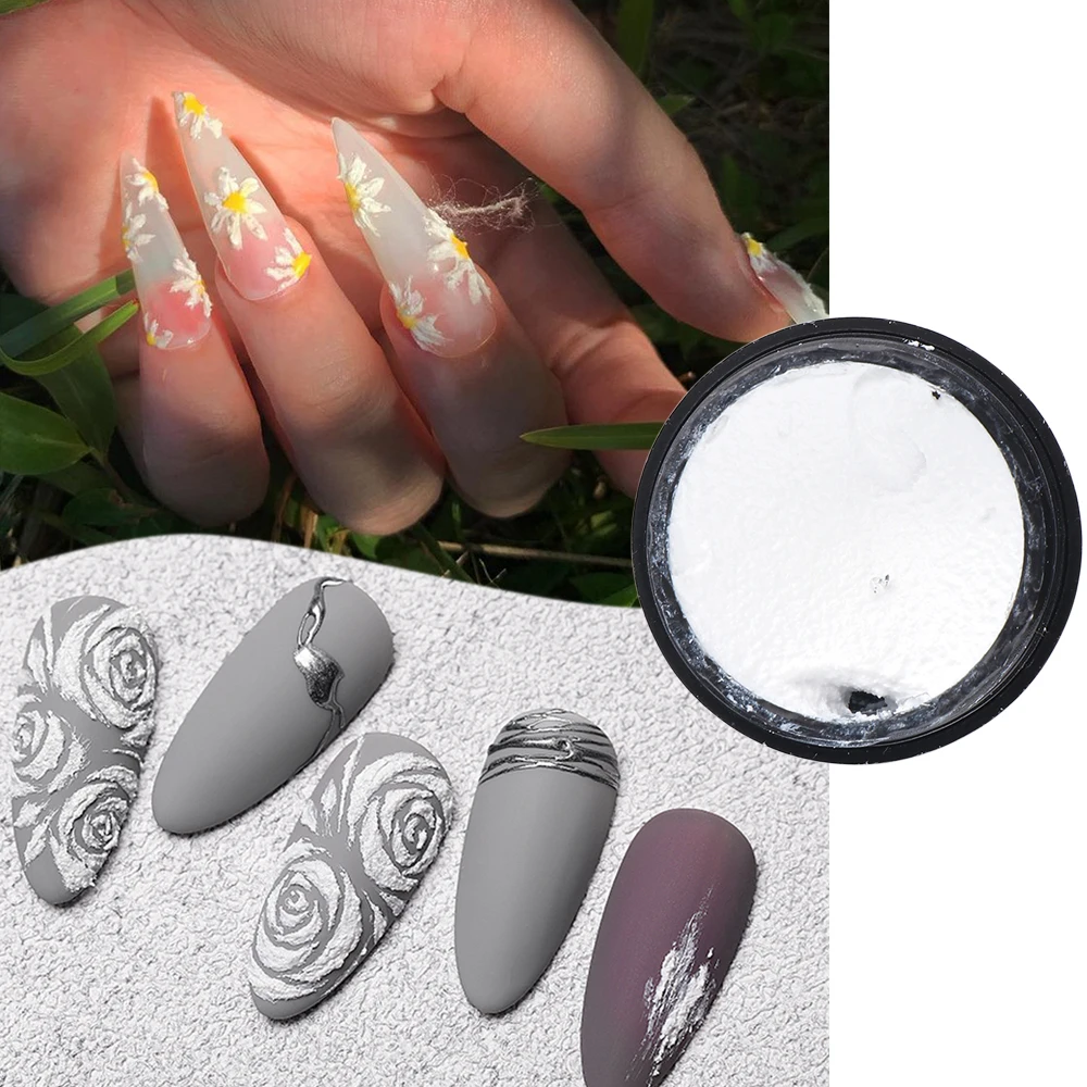 5ml Gypsum Gel Nail Polish White Acrylic Embossed Drawing Gel Modeling Lacquer Plaster Carving Semi-permanent Varnish GL1885-1