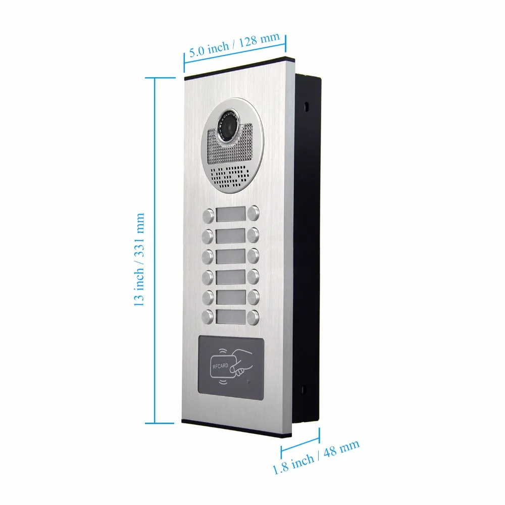 7'' Video Intercom System doorbell Wired Cable Camera with Color Video Door Phone for 4/6/8/10/12 Family Apartment