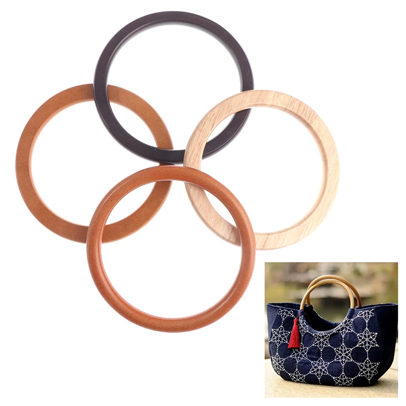 1 pz di forma rotonda manico in legno di ricambio borsa fai da te borsa borsa manici anello borsa portatile cinghia Tote Bag accessori