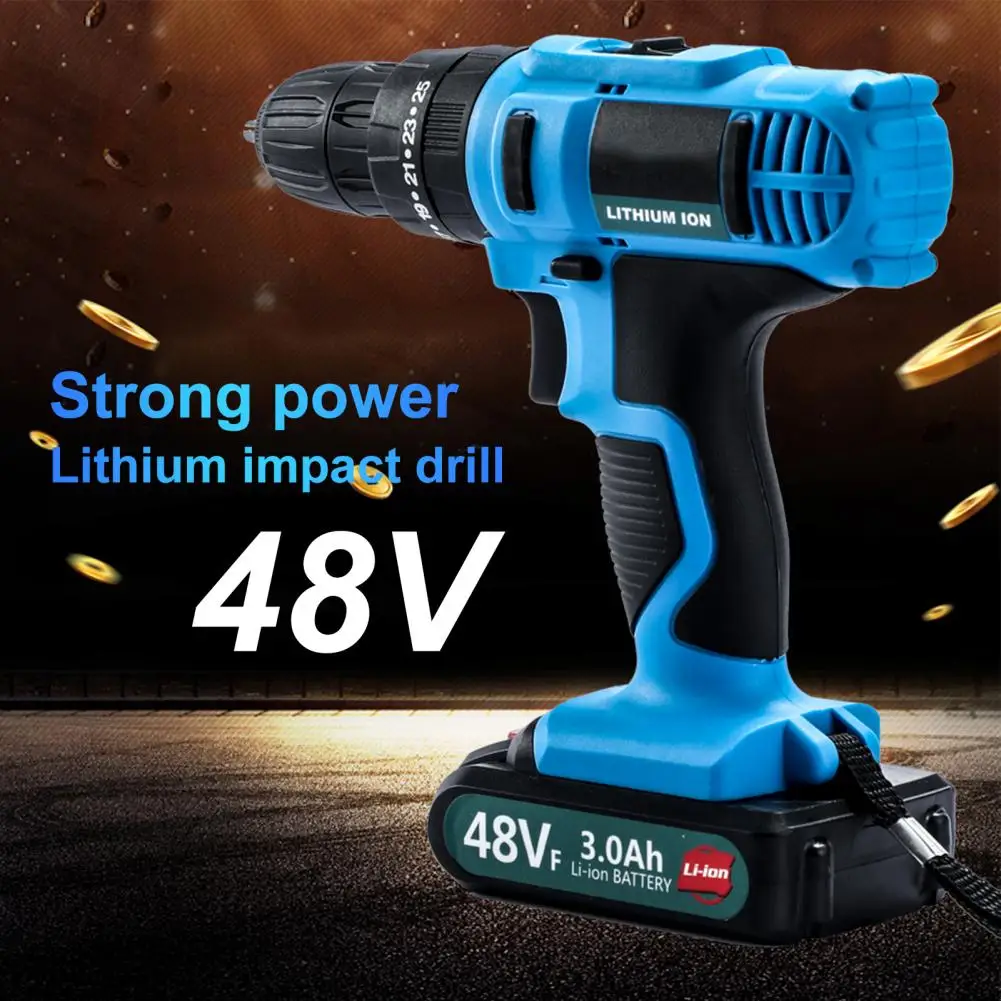 48V Electric Drill Wireless Rechargeable Speed Variable Electric Screwdriver Drill Hand Tool AU EU UK US Plug