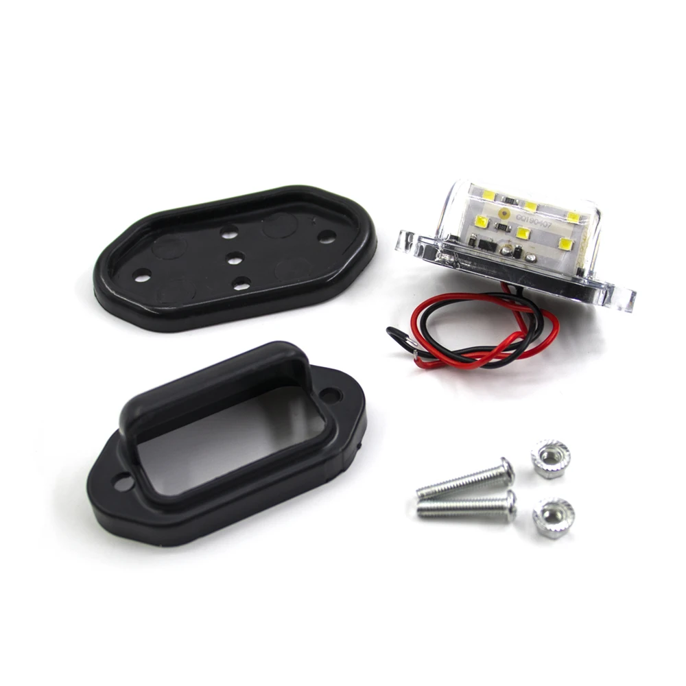2pcs 12V 24V 6 LED License Plate Light Signal Rear Tail Light Step Lamp Car Boat Truck Trailer RV SUV Van Caravan Waterproof