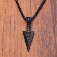 Men's Design Matte Black Long Necklace With Arrow Pendant Jewelry Chain Hip Hop Punk Rock Christmas Halloween Gift For Men Women