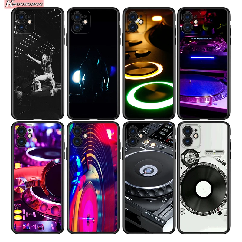 Dj Player For Apple iPhone 15 14 13 12 11 Pro Max Mini XS X XR 7 8 6 Plus 5S Silicone Black Phone Case Coque Capa