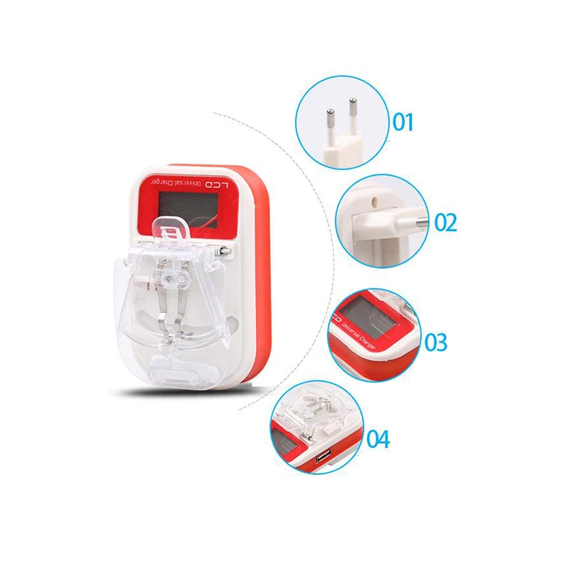 Carregador universal de bateria usb com tela indicadora lcd eua/ue plug adaptador de carregamento para telefones celulares inteligentes android bateria