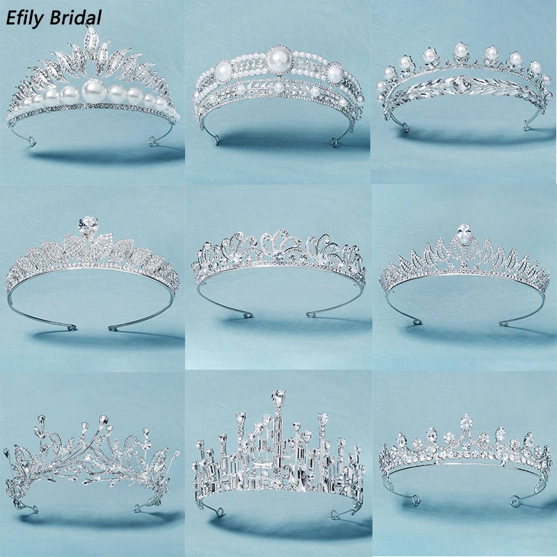 

Efily Bridal Wedding Crown Pearl Tiaras and Crowns for Women Hair Accessories Party Rhinestone Hair Jewelry Bride Headpiece Gift