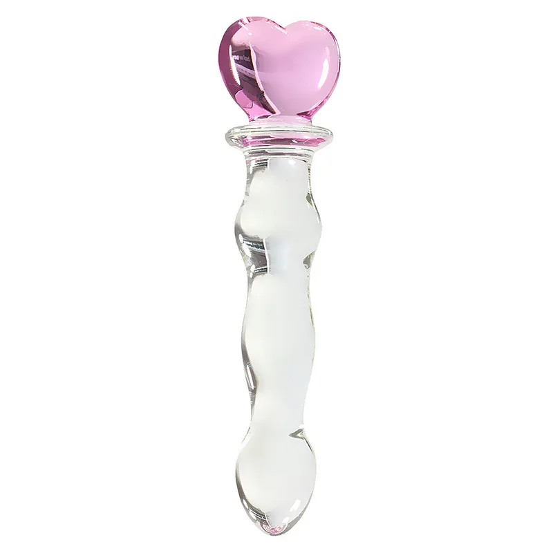 Glass Dildo Sex Penis Large Crystal Pink Heart Butt Plug Vagina Ball Big Glass Anal Dildo Bead Fake Penis Sex Toys For Women Gay