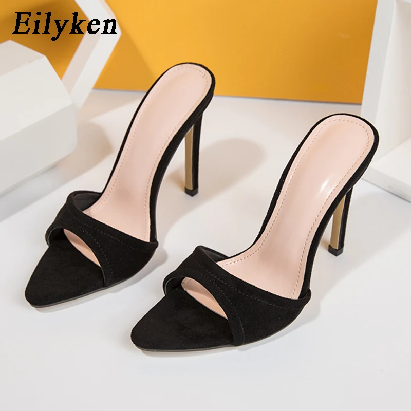 Eilyken moda donna pantofole punta a punta tacchi alti sandali Sexy spogliarellista Party Slides Mule scarpe da donna taglia 35-42