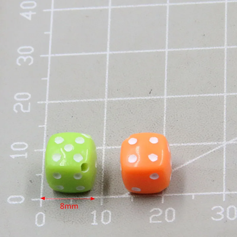 50Pcs Dices 8mm 5 Color Plastic Gaming Dice Standard Six Sided Decider Spacer Beads For DIY Jewelry Making Handmade