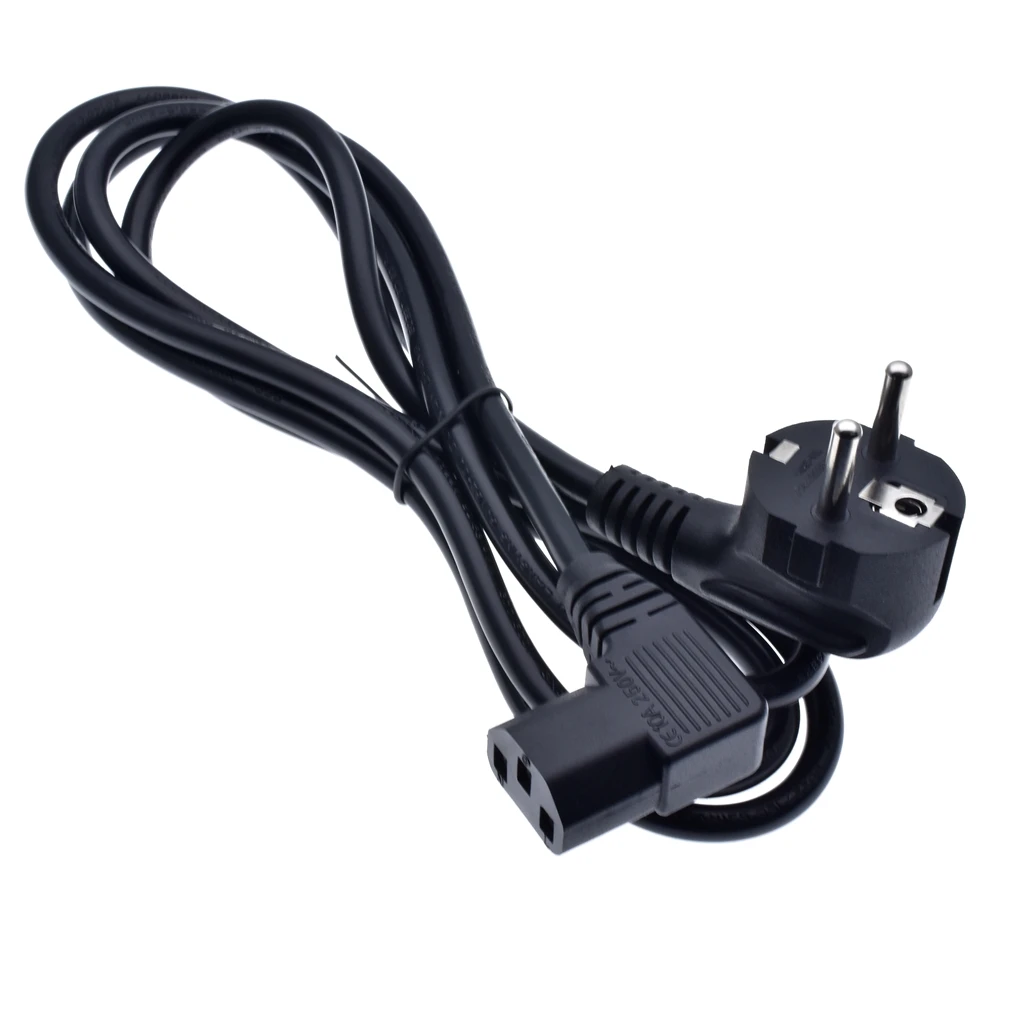 1.8M/6FT C13 IEC Kettle 90 right angle Degree to European 2 pin Round AC EU Plug Power Cable Lead Cord PC 180CM