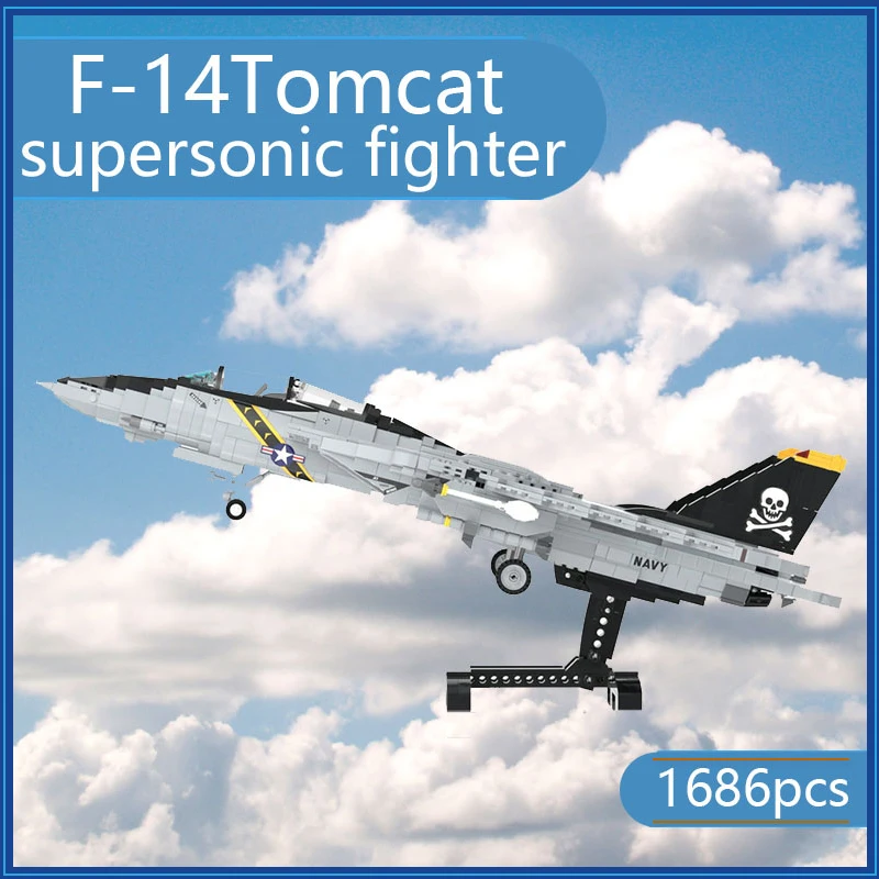 DIY Assembly Model Child Toys Gifts F-14 Male Cat Creative Aircraft Blocks MOC Blocks Supersonic Fighter