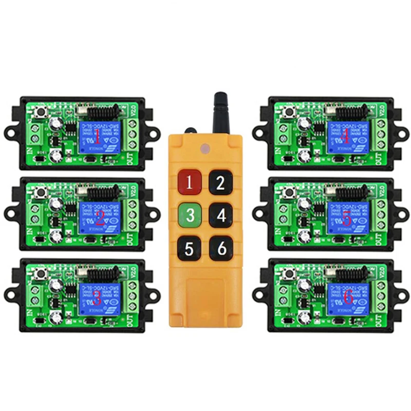 2000m DC12V 24V 1CH 1 CH Wireless Remote Control LED Light Switch Relay Output Radio RF Transmitter And 315/433 MHz Receiver