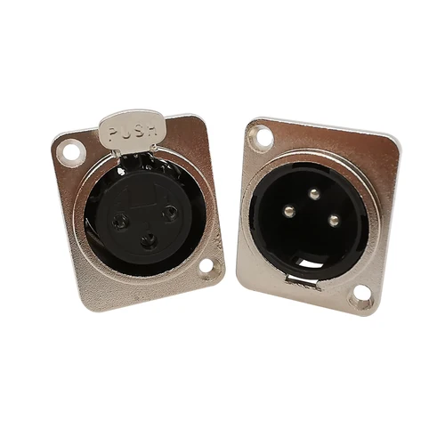 Imagen 2 del producto 10 Uds 3 pines XLR macho hembra montaje en Panel chasis enchufe conector micrófono Cable Terminal carcasa de Metal plata
