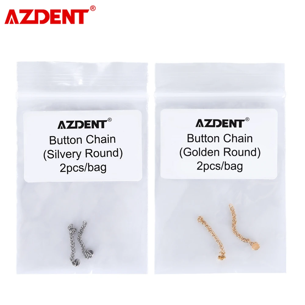 2 Teile/paket AZDENT Dental Kieferorthopädische Traktion Taste Kette Runde Basis Goldene Silber – Detail 1